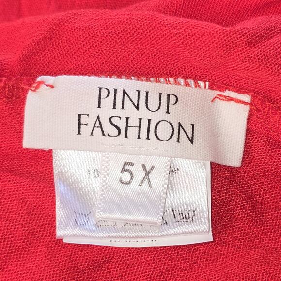 Pinup Fashion Top Womens 5X Red Off Shoulder Peasant Bell Sleeve Blouse Boho - Picture 3 of 10